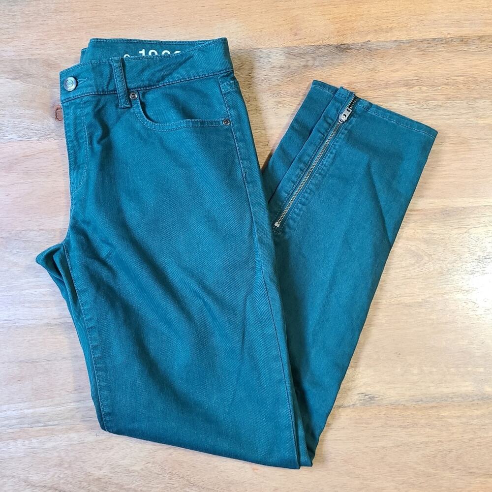 Gap Legging Jean Ankle Zip Emerald Green 27 4